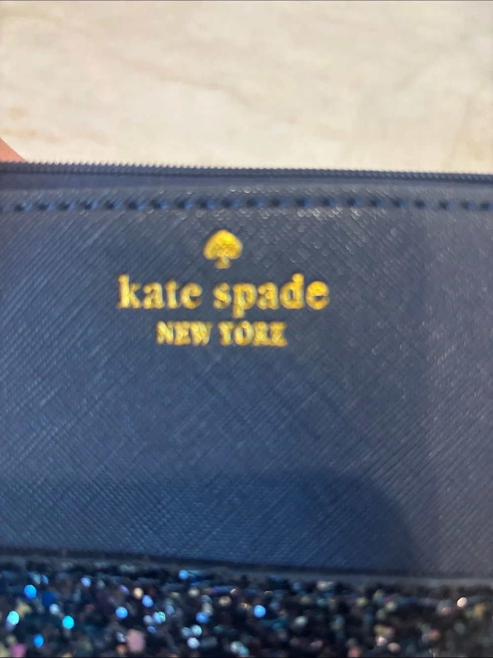 kate spade Navy Glitter Cosmetic Pouch
